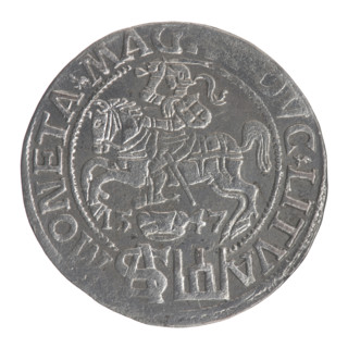 Lithuanian grosz on a Polish foot, Sigismund II Augustus (King of Poland; 1544–1572). Obverse: