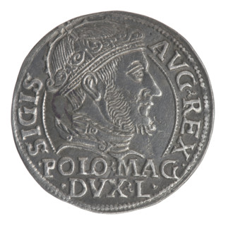 Lithuanian grosz on a Polish foot, Sigismund II Augustus (King of Poland; 1544–1572). Obverse: