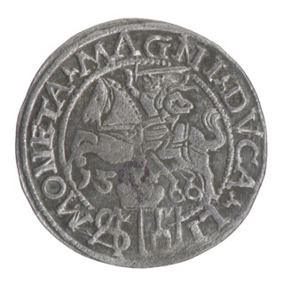Lithuanian grosz on a Polish foot, Sigismund II Augustus (King of Poland; 1544–1572). Polish coin,