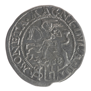Lithuanian grosz on a Polish foot, Sigismund II Augustus (King of Poland; 1544–1572). Obverse: