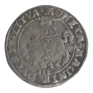 Lithuanian grosz on a Lithuanian foot, Sigismund II Augustus (King of Poland; 1544–1572). Coats of
