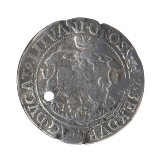 Lithuanian sixer, Sigismund II Augustus (King of Poland; 1544–1572). Jagiellonian dynasty; coats of