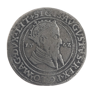 Lithuanian sixer, Sigismund II Augustus (king of Poland; 1544–1572). Coats of arms, Jagiellonians