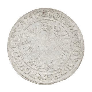 Lithuanian grosz, Sigismund I the Old (king of Poland; 1506–1548). Obverse: Polish Eagle with a