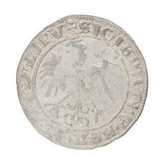 Lithuanian grosz, Sigismund I the Old (King of Poland; 1506–1548). Obverse: Crowned Polish eagle;