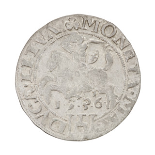 Lithuanian grosz, Sigismund I the Old (King of Poland; 1506–1548). Obverse: Crowned Polish Eagle;