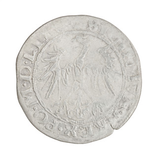 Lithuanian grosz, Sigismund I the Old (King of Poland, 1506–1548). Obverse: Polish Eagle; in rim