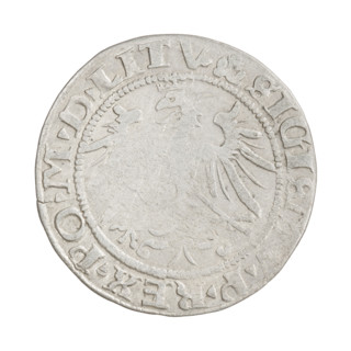 Lithuanian grosz of Sigismund I the Old (King of Poland, reign 1506–1548). Obverse: Crowned Polish
