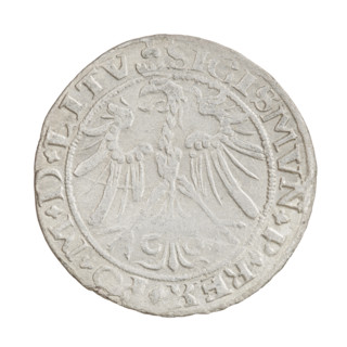 Lithuanian grosz, Sigismund I the Old (King of Poland; 1506–1548). Obverse: Polish eagle with a