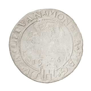 Lithuanian grosz, Sigismund I the Old (King of Poland; 1506–1548). Obverse: Polish crowned eagle;