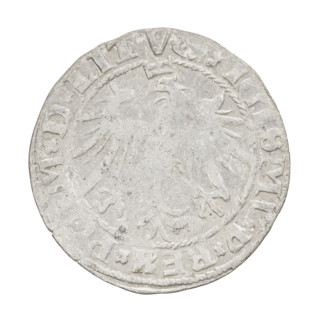 Lithuanian grosz, Sigismund I the Old (King of Poland; 1506–1548). Obverse: Polish crowned eagle;