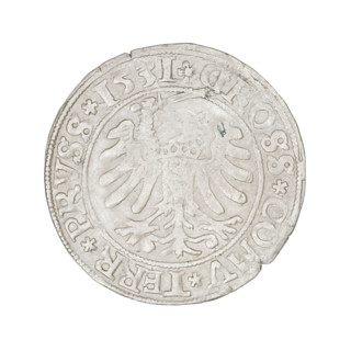 Prussian grosz, Sigismund I the Old (King of Poland; 1506–1548); obverse: crowned male bust in
