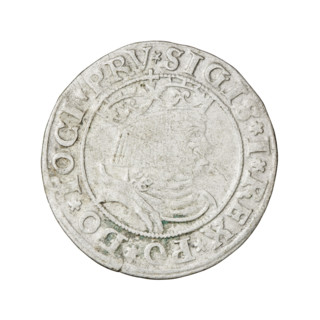 Prussian grosz, Sigismund I the Old (King of Poland; 1506–1548). Obverse: crowned male bust in