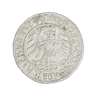 Prussian grosz, Sigismund I the Old (King of Poland, 1506–1548); obverse: crowned male bust in
