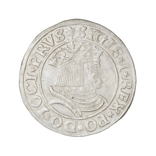 Prussian grosz, Sigismund I the Old (King of Poland; 1506–1548); 1531. Obverse: Crowned male bust