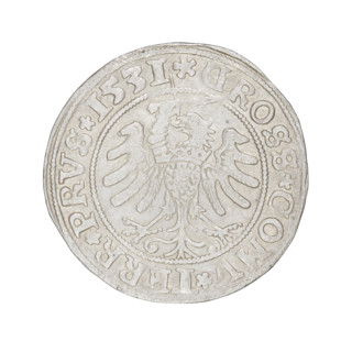 Prussian grosz, Sigismund I the Old (King of Poland; 1506–1548); 1531. Obverse: Crowned royal bust