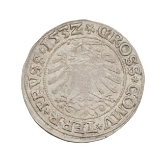 Prussian grosz, Sigismund I the Old (King of Poland; 1506–1548). Silver coin (grosz), 1532, Torun,