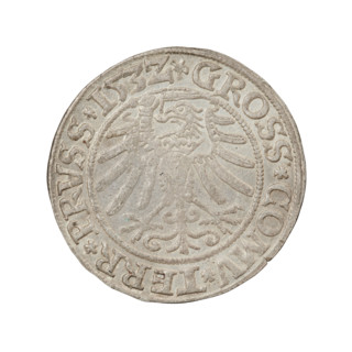 Prussian grosz (1532). Obverse: Crowned male bust of Sigismund I the Old in profile to the right;