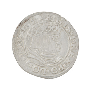 Prussian grosz, Sigismund I the Old (King of Poland; 1506–1548). Obverse: crowned male bust in