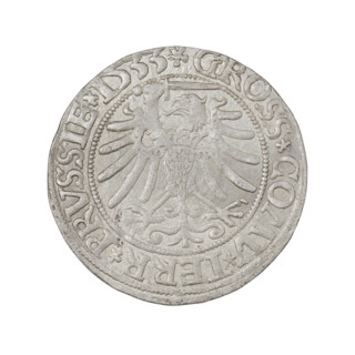 Prussian grosz (1533) depicting Sigismund I the Old (King of Poland, 1506–1548). Obverse: crowned