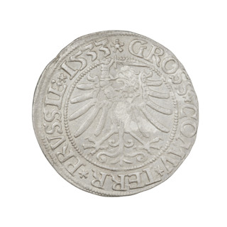 Prussian grosz, Sigismund I the Old (King of Poland; 1506–1548); 1533. Obverse: crowned male bust