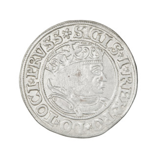 Prussian grosz, Sigismund I the Old (King of Poland; reign 1506–1548). Obverse: Crowned male bust