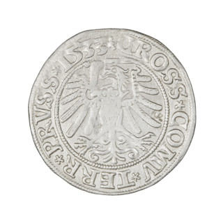 Prussian grosz of Sigismund I the Old (King of Poland, 1506–1548), 1533. Obverse: Crowned male bust