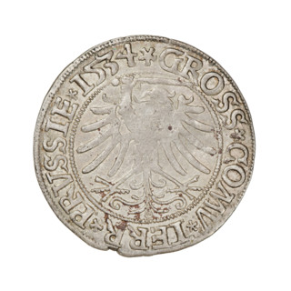 Prussian grosz, Sigismund I the Old (King of Poland; 1506–1548); 1534; obverse: crowned male bust