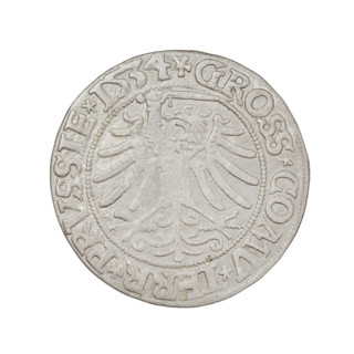 Prussian grosz, Sigismund I the Old (King of Poland; 1506–1548); obverse: crowned male bust in