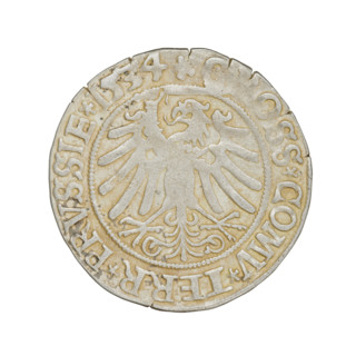 Prussian grosz, Sigismund I the Old (King of Poland; 1506–1548); obverse: crowned male bust in