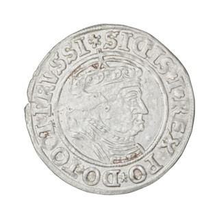 Prussian grosz, Sigismund I the Old (King of Poland; 1506–1548); obverse: crowned male bust in