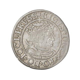 Prussian grosz (1533) of Sigismund I the Old (King of Poland, 1506–1548). Obverse: crowned male