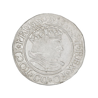 Prussian grosz, Sigismund I the Old (King of Poland, 1506–1548); obverse: crowned male bust in