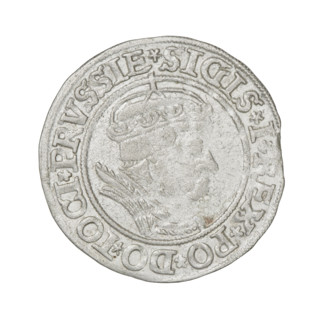 Prussian grosz (1535) depicting Sigismund I the Old (King of Poland, 1506–1548). Obverse: crowned
