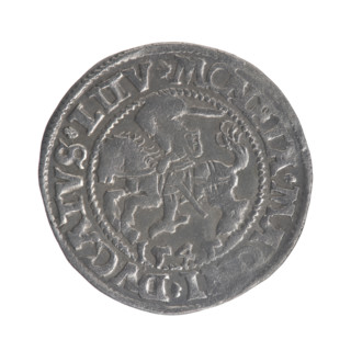Lithuanian half-grosz, Sigismund II Augustus (King of Poland; 1544–1572). Obverse: Polish Eagle; in