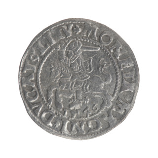 Lithuanian half-grosz, Sigismund II Augustus (King of Poland; 1544–1572). Obverse: Polish Eagle; in