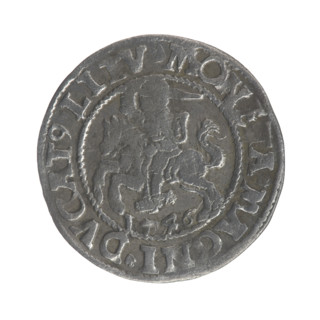 Lithuanian half-grosz, Sigismund II Augustus (King of Poland; 1544–1572). Obverse: Polish Eagle; in