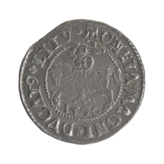 Lithuanian half-grosz, Sigismund II Augustus (King of Poland; 1544–1572). Obverse: Polish Eagle; in