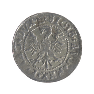 Lithuanian half-grosz, Sigismund II Augustus (King of Poland; 1544–1572). Obverse: Polish Eagle; in