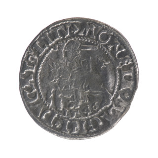 Lithuanian half-grosz, Sigismund II Augustus (King of Poland; 1544–1572). Obverse: Polish Eagle; in