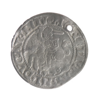 Lithuanian half-grosz, Sigismund II Augustus (King of Poland; 1544–1572). Obverse: Polish Eagle; in