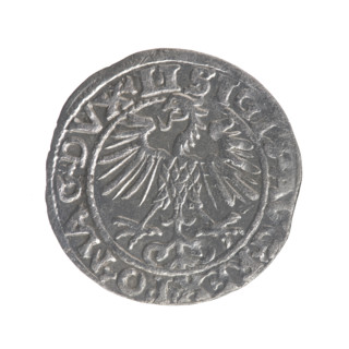 Lithuanian half-grosz, Sigismund II Augustus (King of Poland; 1544–1572). Obverse: Polish Eagle; in