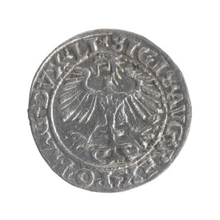Lithuanian half-grosz, Sigismund II Augustus (King of Poland; 1544–1572); coats of arms; Jagiellons
