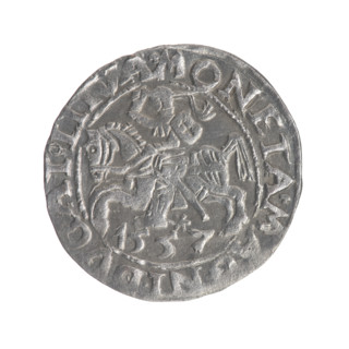 Lithuanian half-grosz, Sigismund II Augustus (King of Poland; 1544–1572); coats of arms; Jagiellon