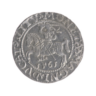 Lithuanian half-grosz, Sigismund II Augustus (King of Poland; 1544–1572). Obverse: Polish Eagle; in