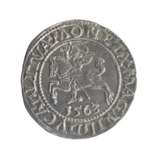 Lithuanian half-grosz, Sigismund II Augustus (King of Poland; 1544–1572). Obverse: Polish Eagle; in