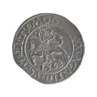 Lithuanian half-grosz, Sigismund II Augustus (King of Poland; 1544–1572). Obverse: Polish eagle;