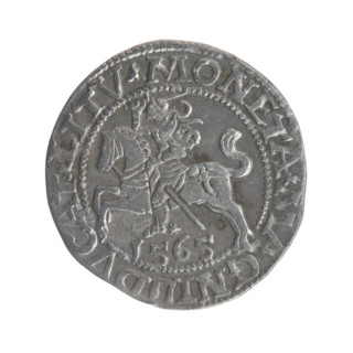 Lithuanian half-grosz, Sigismund II Augustus (King of Poland; 1544–1572). Obverse: Polish eagle;