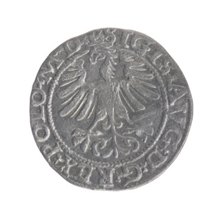 Lithuanian half-grosz, Sigismund II Augustus (King of Poland; 1544–1572), maker: Gabriel Tarlo (ca.