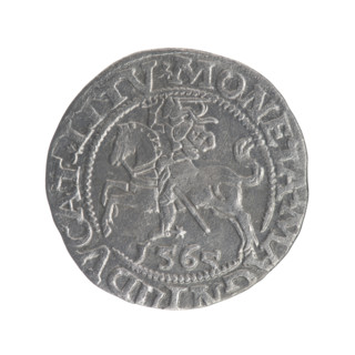 Lithuanian half-grosz, Sigismund II Augustus (King of Poland; 1544–1572). Obverse: Polish eagle; in